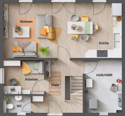 Grundriss Erdgeschoss 5. Zimmer, großer HAR