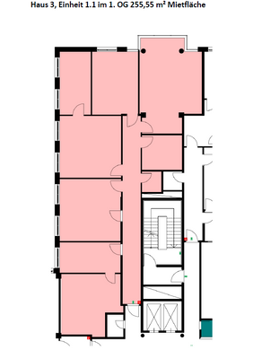 Grundriss Haus 3, Einheit 1.1 im 1. OG, ca. 255,55