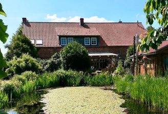 Gartenansicht mit Gartenteich