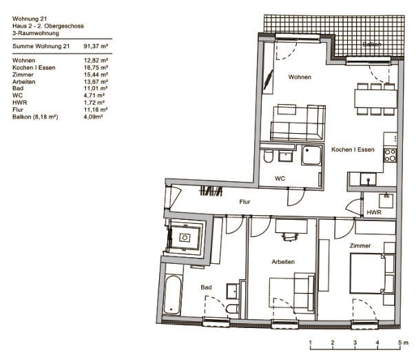 Moderne 3-Raum-Wohnung im Brühl-Süd mit Einbauküche