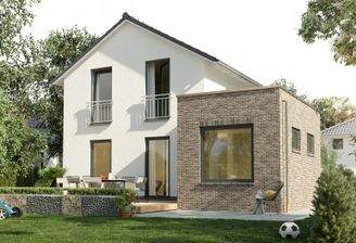 Einfamilienhaus-Aura-125-Kubus-Klinker-Gartenansicht