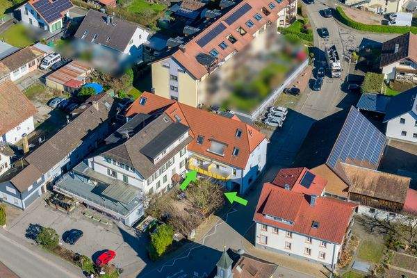 Objekt von oben (Wohnung markiert)