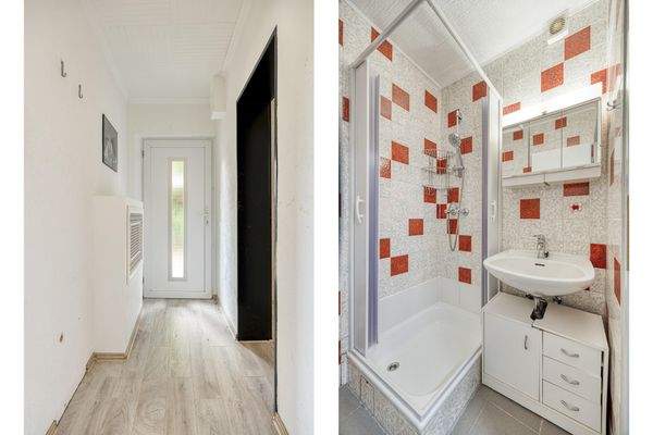 Flur und Bad mit Dusche W2