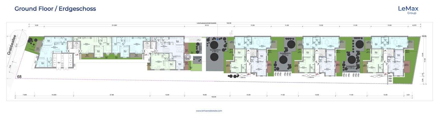 Erdgeschoss der Gebäude