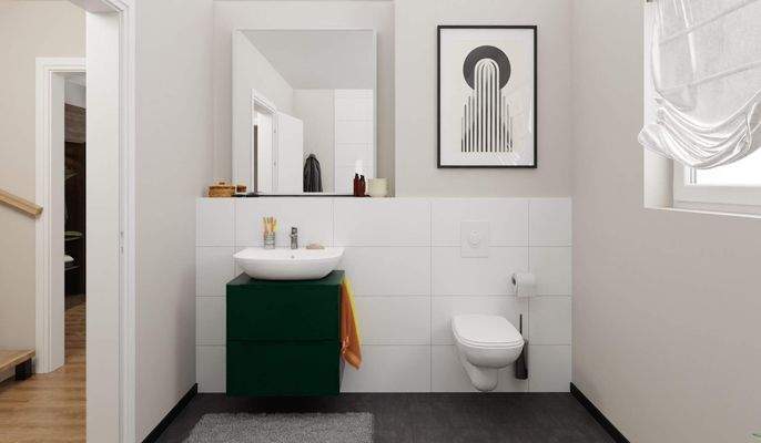 Modernes Tageslichtbad mit Badewanne