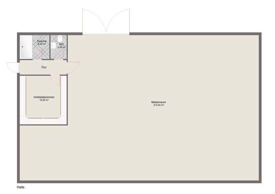 Halle mit Musterausstattung