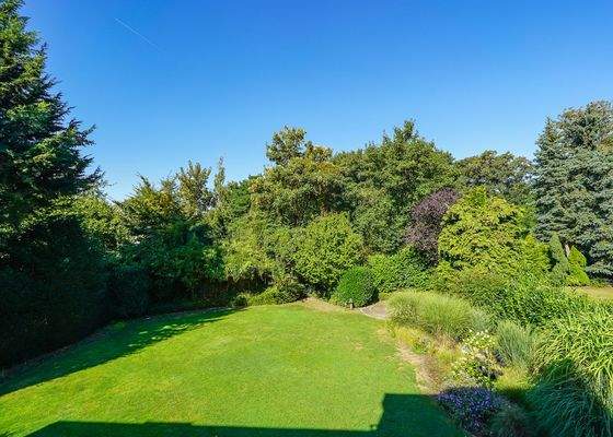 Ansicht vom Balkon in den Garten