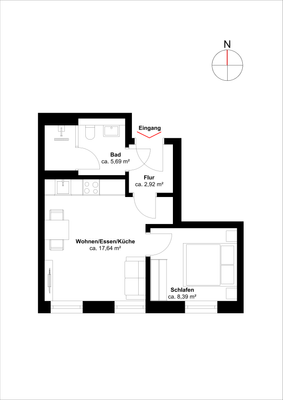 Grundriss, 1. Obergeschoss, WE 07