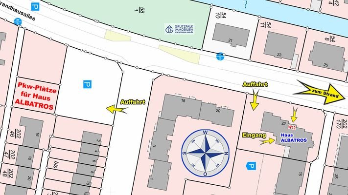 kurzer Fußweg vom/zum Pkw-Pl.
