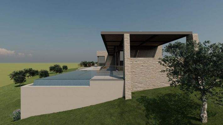 Kreta, Litsarda: Ruhiges Grundstück mit Baugenehmigung und atemberaubender Aussicht auf die Landschaft zu verkaufen