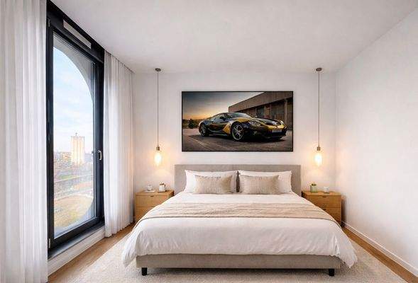 Helles Schlafzimmer mit Ausblick