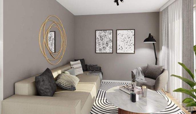 Heller Wohnbereich dank bodentiefer Fenster