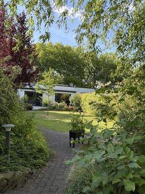 Blick vom Garten auf das Haus