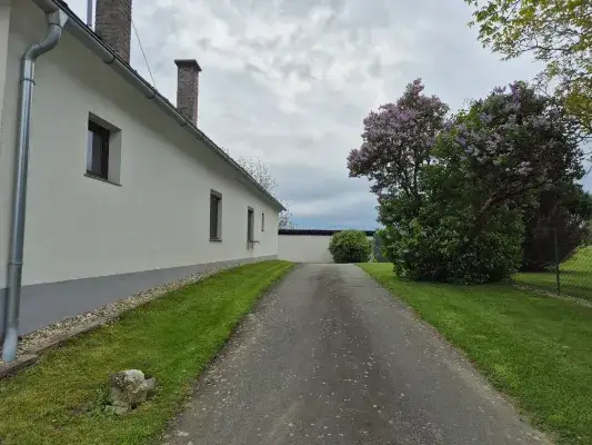 Asphaltierter Weg zur Rückseite des Hauses