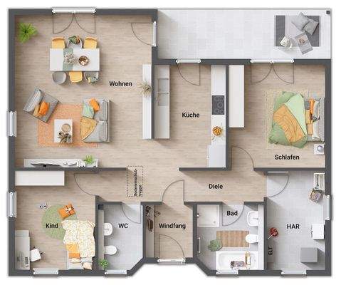 Grundriss-Winkelbungalow-Bungalow-108-Erdgeschoss-grosser-HAR-Hauswirtschaftsraum-Gaeste-WC
