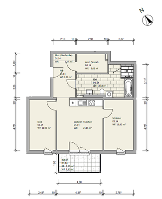 Grundriss Wohnung 1.14_1. Obergeschoss