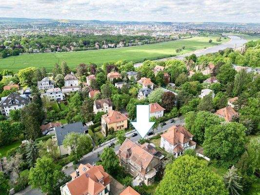 Lage des Hauses am Elbhang