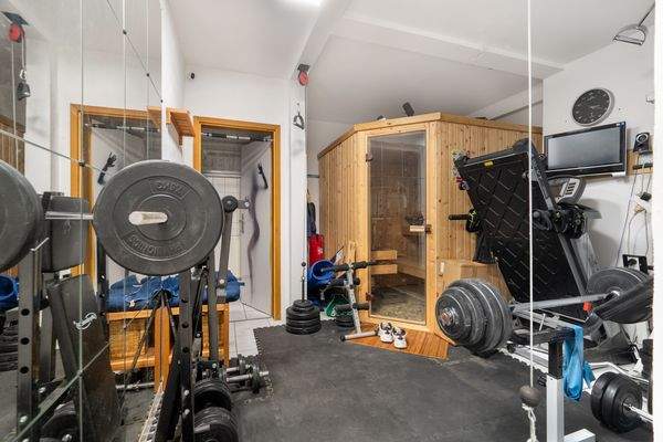 Homegym mit Sauna und Badezimmer