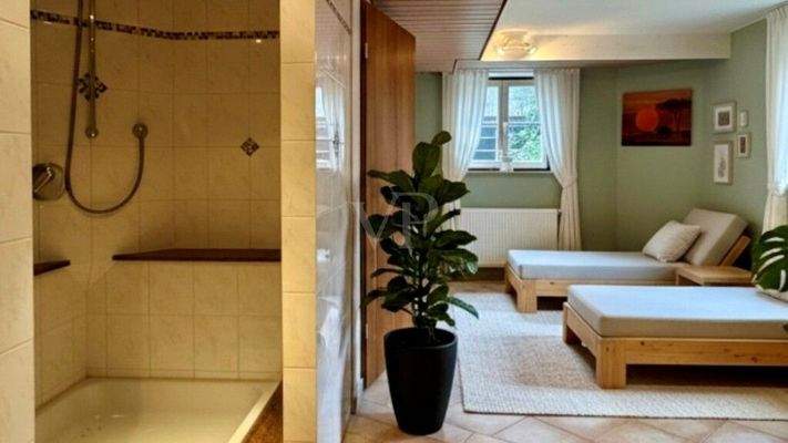 Sauna/Ruhebereich im Untergeschoss