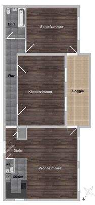Grundriss der ca. 90 m² Wohnung