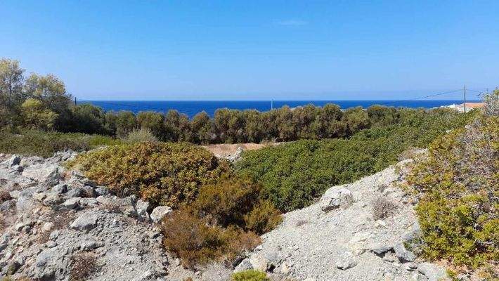 Kreta, Stavros: Eckgrundstück mit Meerblick zu verkaufen