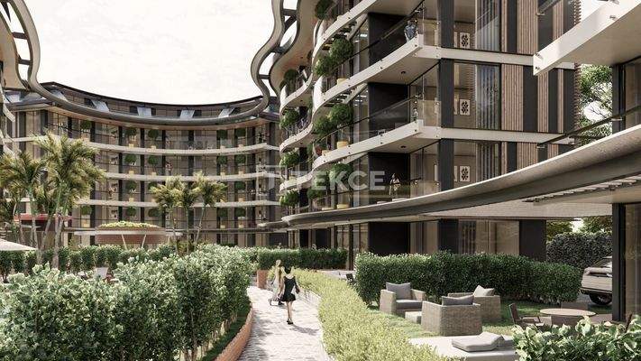 City View Apartments in a Complex with a Pool in Alanya