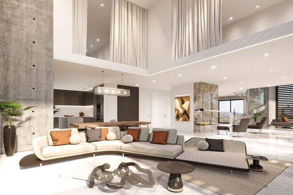 Offener Wohn- und Essbereich des Duplex Penthouses