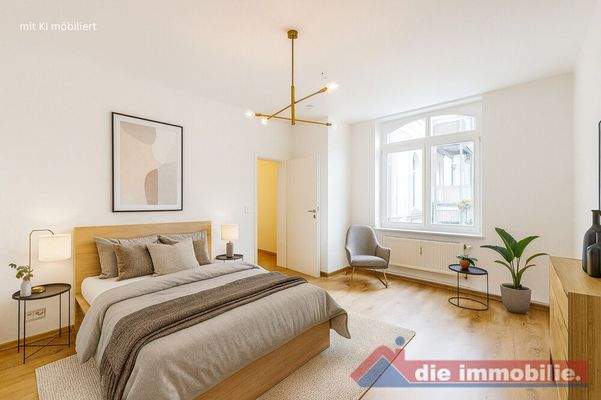 Schlafzimmer mit KI möbiliert