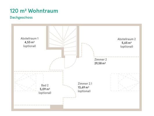 019_Grundriss Dachgeschoss 120 m_ Wohntraum