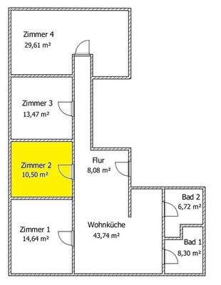 Grundriss farbig Zimmer 2