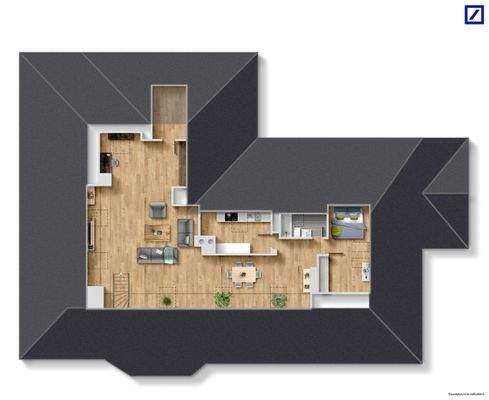 Grundriss (Visualisierung ohne Dachbalken)