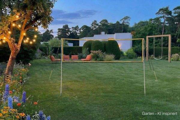 Garten bei Dämmerung - KI generiert