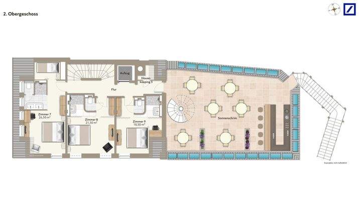 2. Obergeschoss - Möblierungsbeispiel