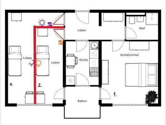 Grundriss mit Möbeln