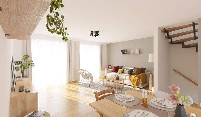 Lichtdurchfluteter Wohnbereich dank bodentiefer Fe