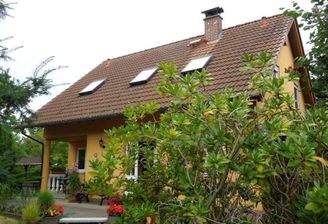 Gartenansicht mit Eingangsbereich