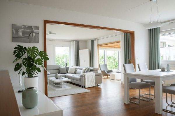 Wohn- und Esszimmer, mit KI eingerichtet