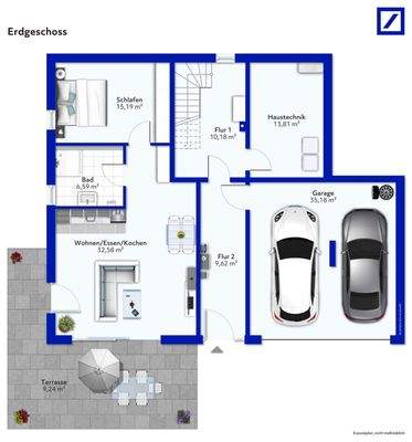 Grundriss Erdgeschoss + Einliegerwohnung