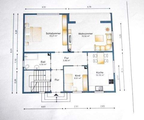 Grundriss-Wohnfläche
