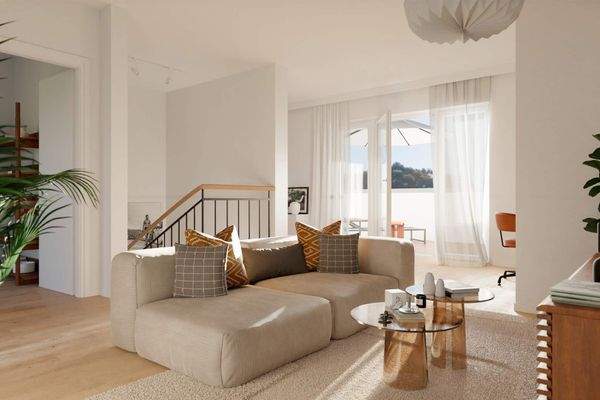 Lichtdurchflutetes Studio dank bodentiefer Fenster