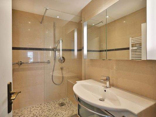 Modernes Bad mit bodentiefer Dusche