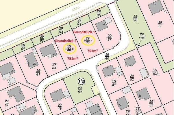 Lageplan Baugrundstück 1 und 2
