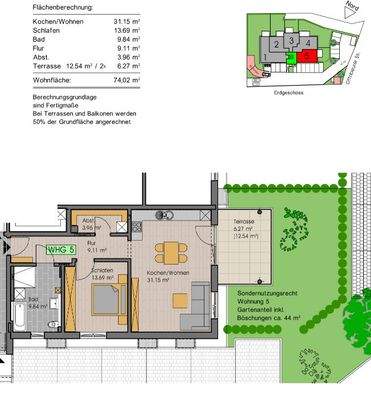Grundriss Wohnung Nr. 5 (nicht maßstabsgetreu - kann vom Original abweichen)