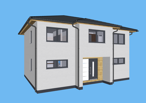 und einem überdachten Hauseingang