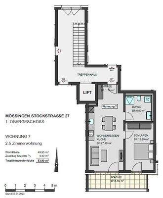 Grundriss 1 OG WHG 7