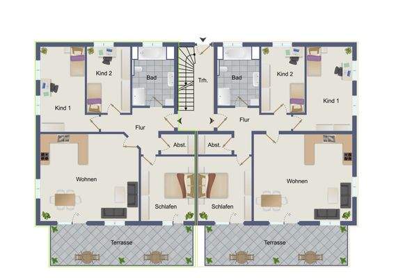 unverbindlicher Grundriss Erdgeschoss Wohnung 1 und 2