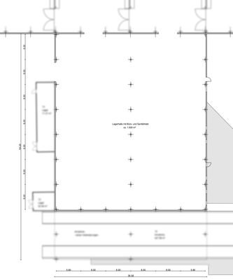 Lagerhalle + Büro+Sanitärtrakt Grundriss Ausschnit