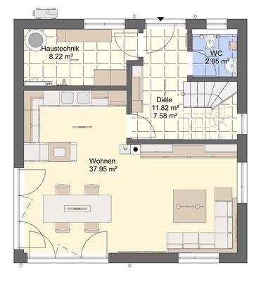 Das EG mit einem großen Wohn- und Essbereich