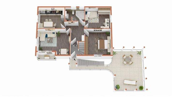 Grundriss Obergeschoss mit Dachterrasse