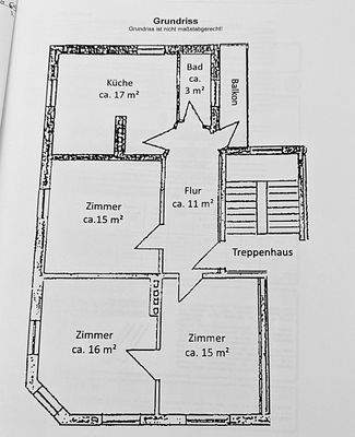Grundriss 3 Zi Kü, Bad